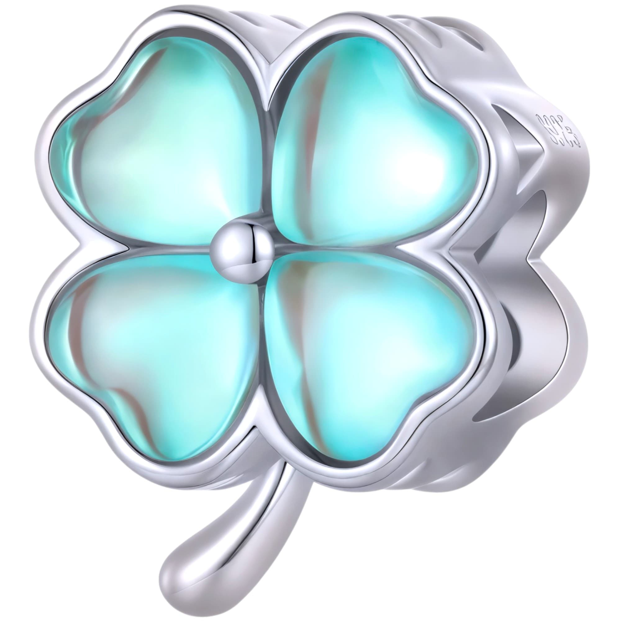 Charms Czterolistna zielona koniczyna srebro 925 Pandora zawieszka