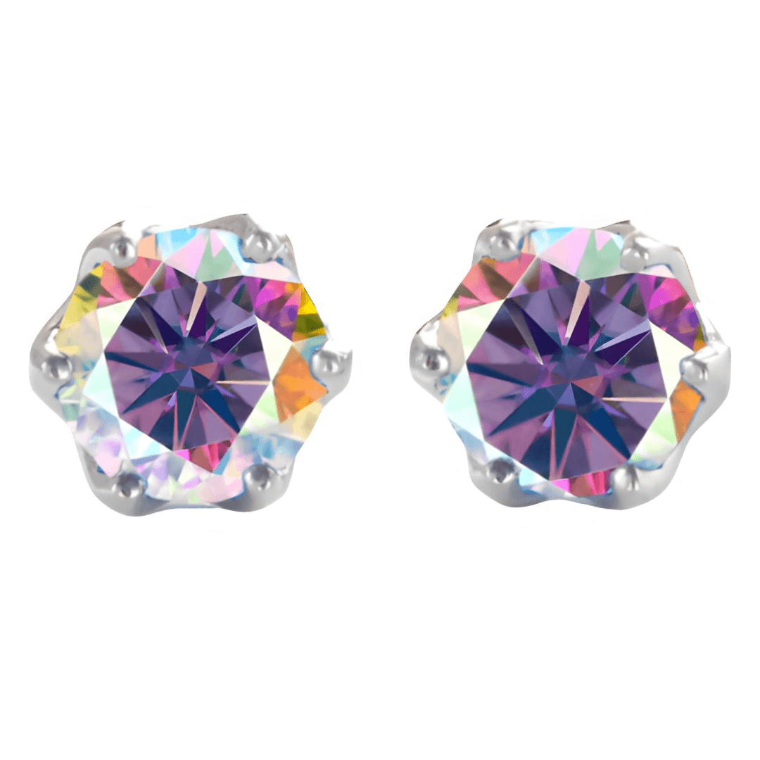 Kolczyki "Aurora Borealis" sztyft Moissanit diament laboratoryjny