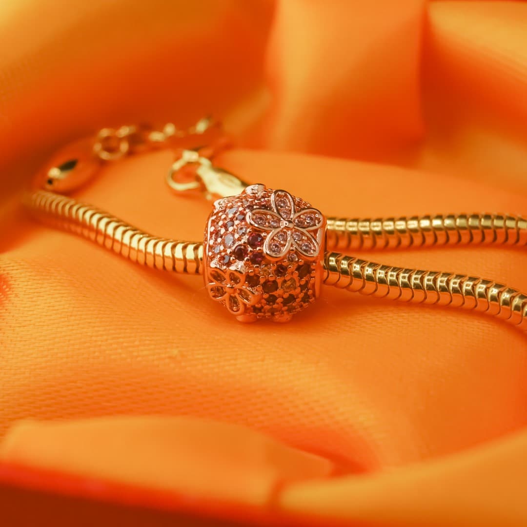 Charms Srebro 925 Kwiatowa Łąka różowe złoto rose gold