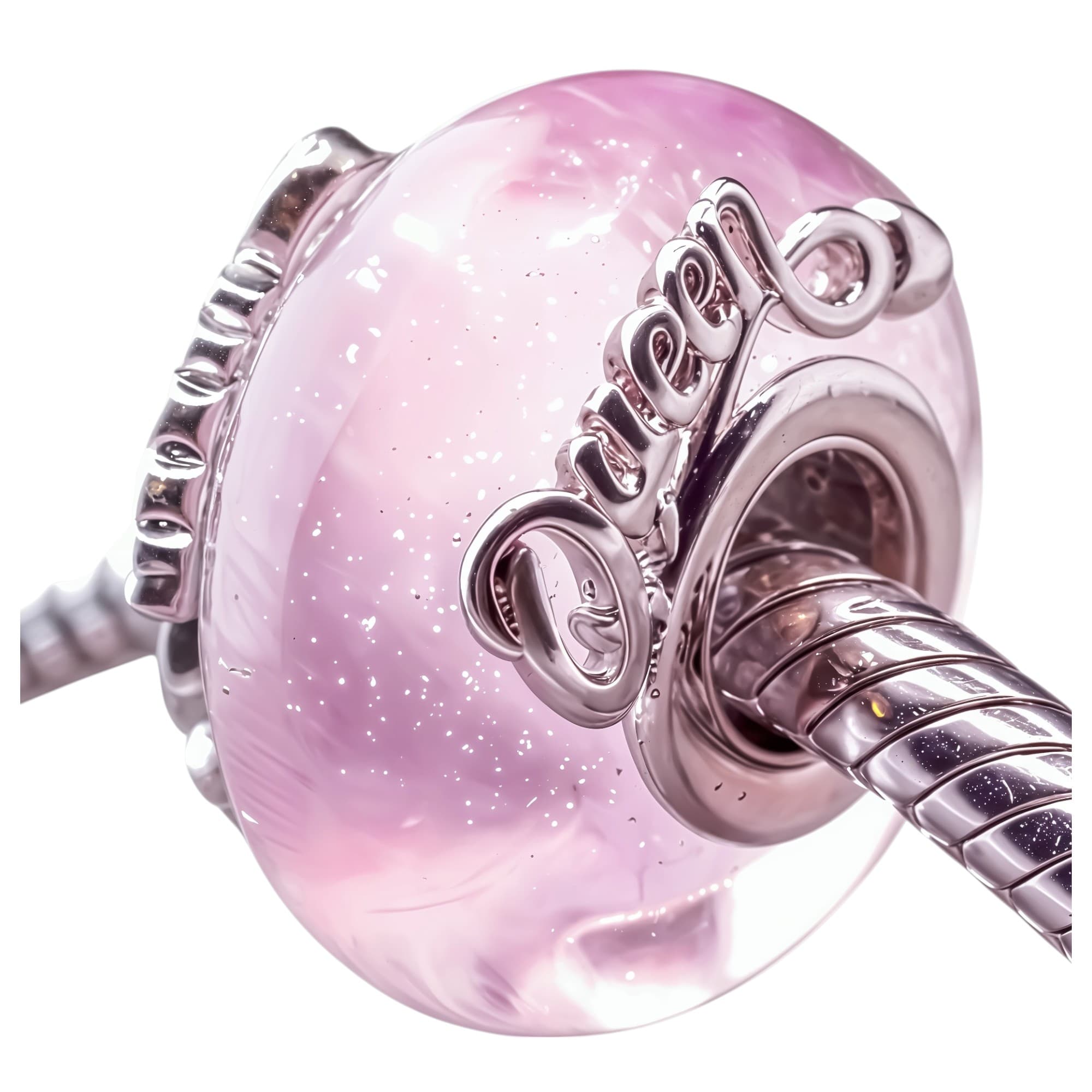 Charms Queen Koralik ze szkła Murano srebro 925 różowy