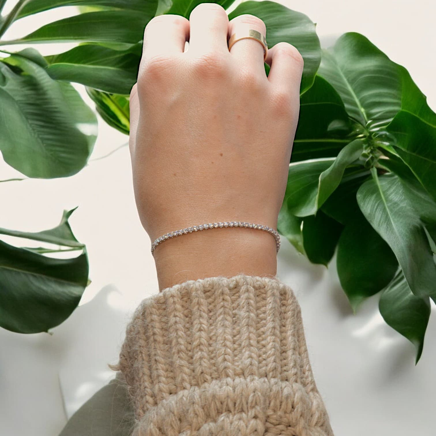 LŚNIĄCA BRANSOLETKA tenisowa srebro 925 platyna