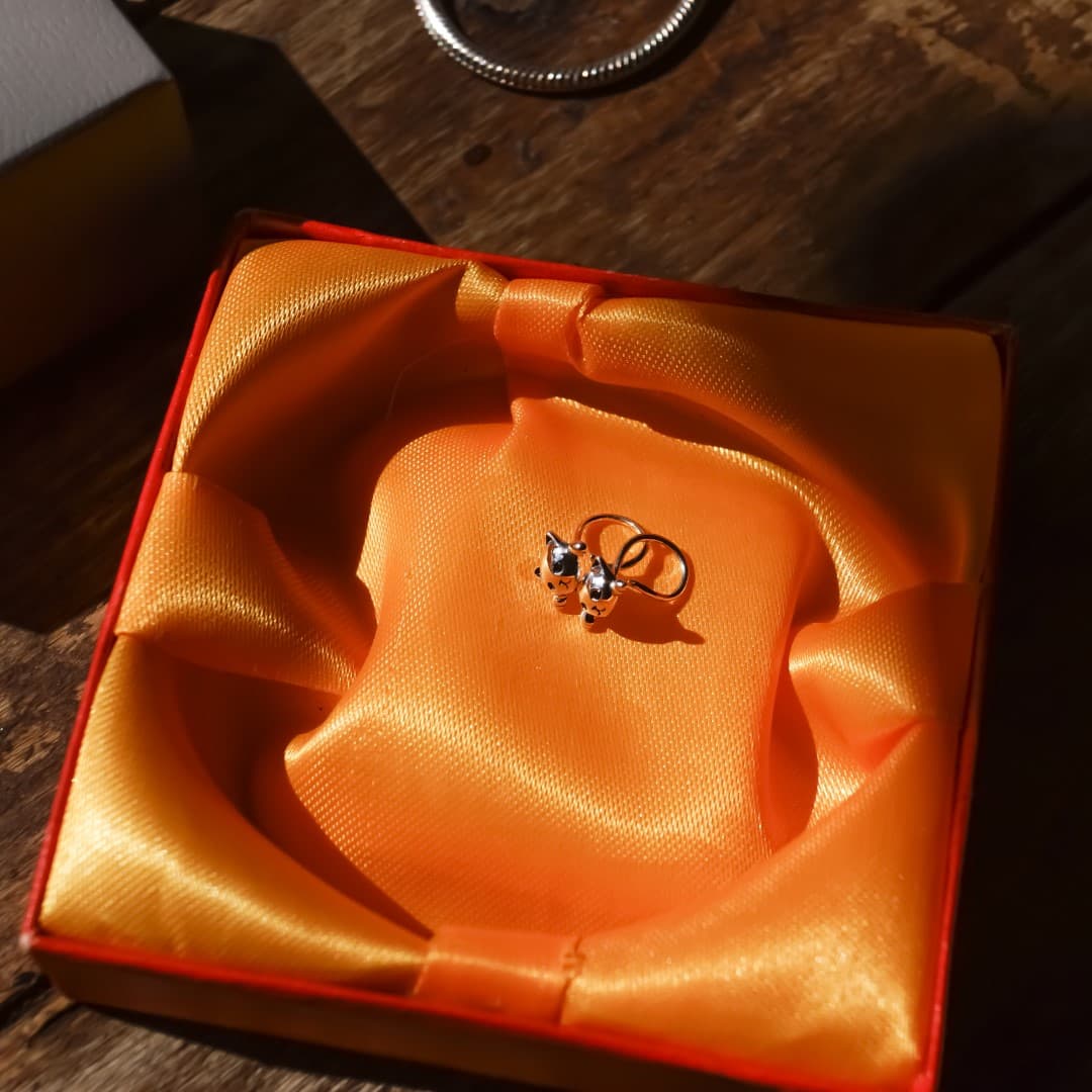 Kolczyki w kształcie  kotka ze srebra 925