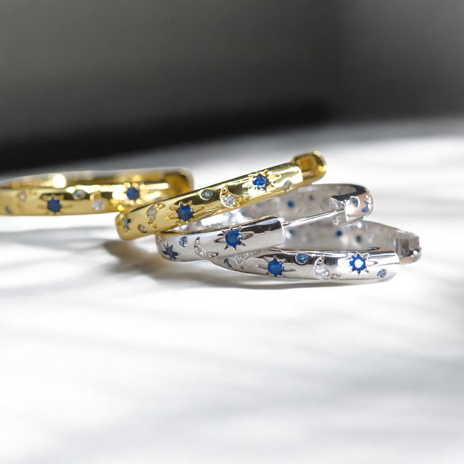 Kolczyki ROZGWIEŻDŻONE NIEBO srebro złote