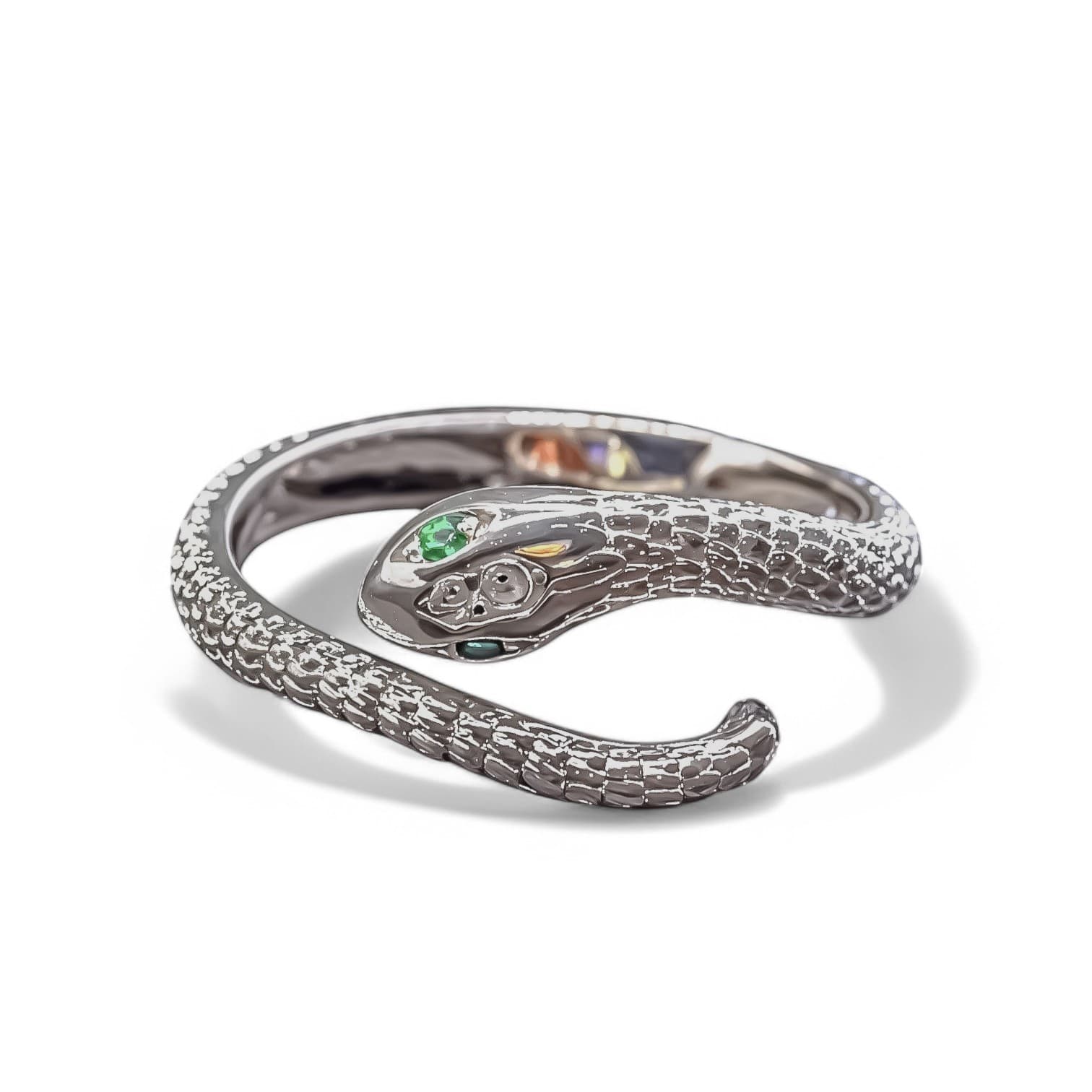 Pierścionek Wąż styl vintage srebro platyna  retro punk masywny