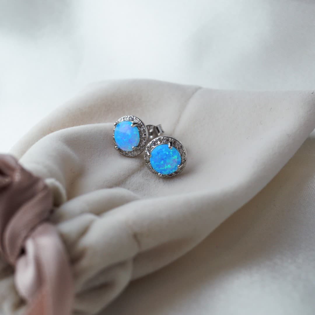 Opalizujące kolczyki srebro 925 opal