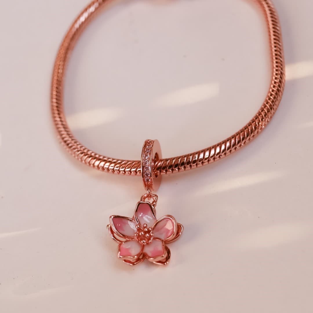 Charms zawieszka Złoty Kwiat srebro 925 rose gold