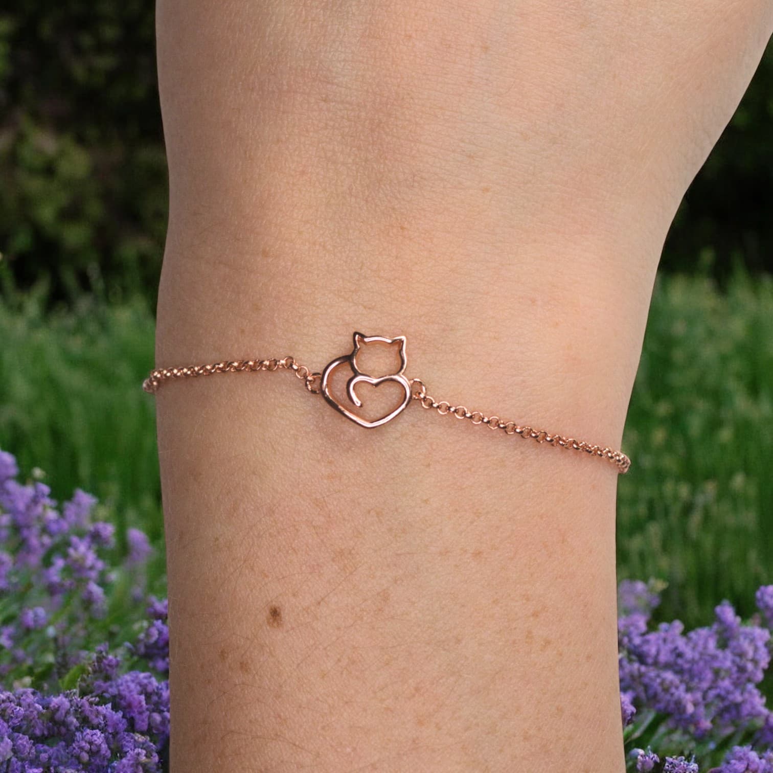 Bransoletka KOT srebro 925 różowe złoto  regulowana