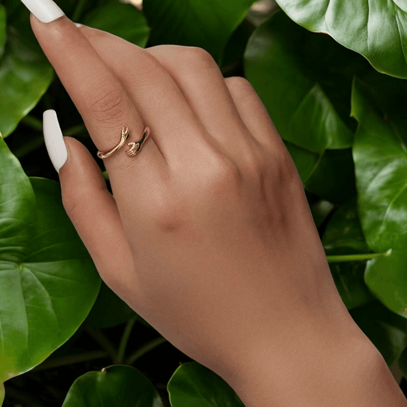 Pierścionek PRZYTULENIE srebro 925 pozłacany