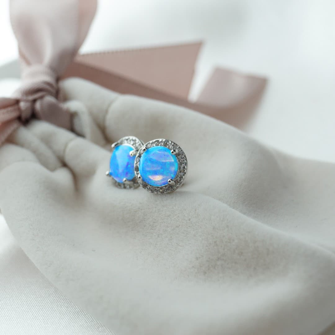 Opalizujące kolczyki srebro 925 opal