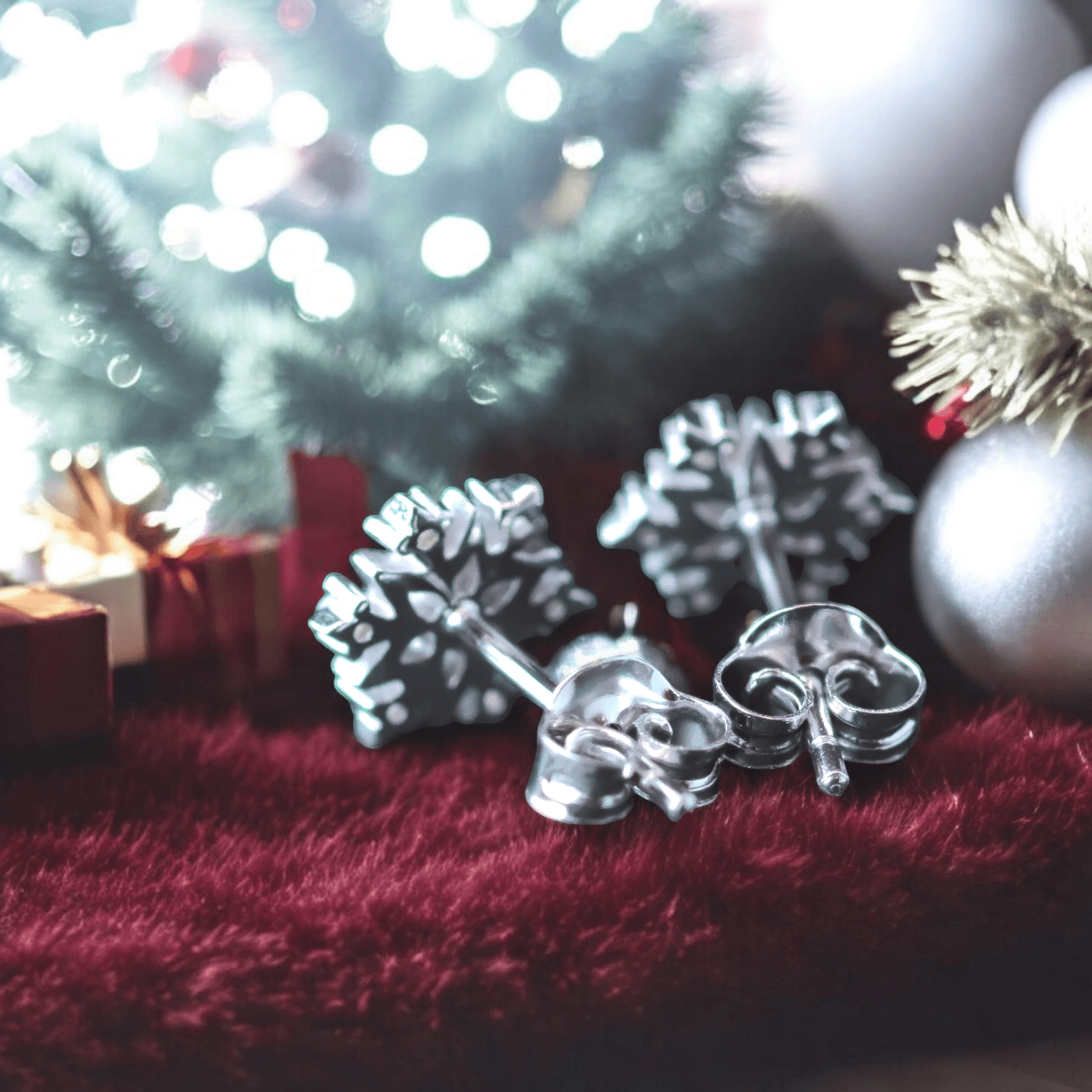 Kolczyki PŁATEK ŚNIEGU srebro 925 białe złoto z kryształkami