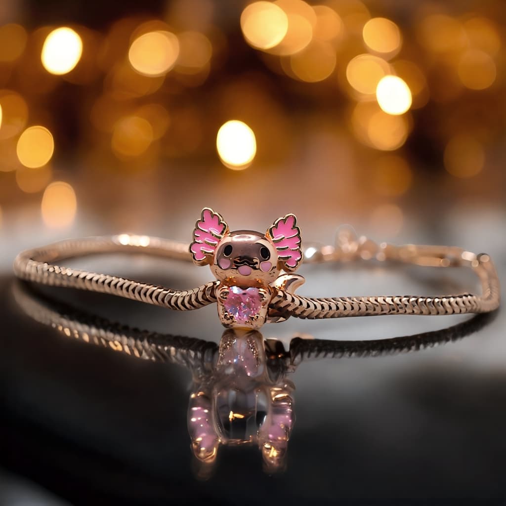 Charms AKSOLOTL srebro 925 różowe złoto Axolotl rose gold