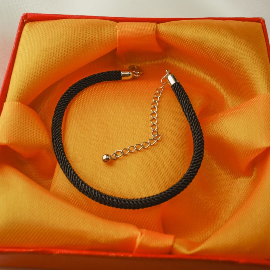 Bransoletka sznurkowa gruba Srebro 925 i platyna