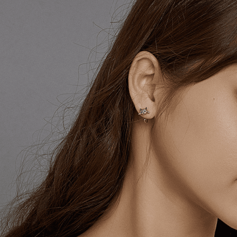 Kolczyki w kształcie  kotka ze srebra 925