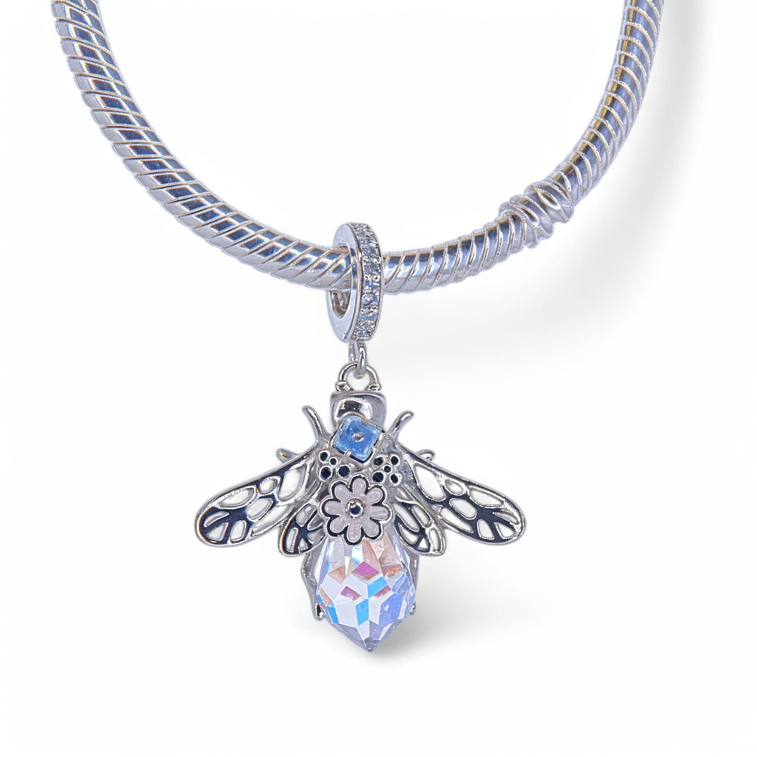 Charms zawieszka Kryształowy owad srebro 925 pszczoła