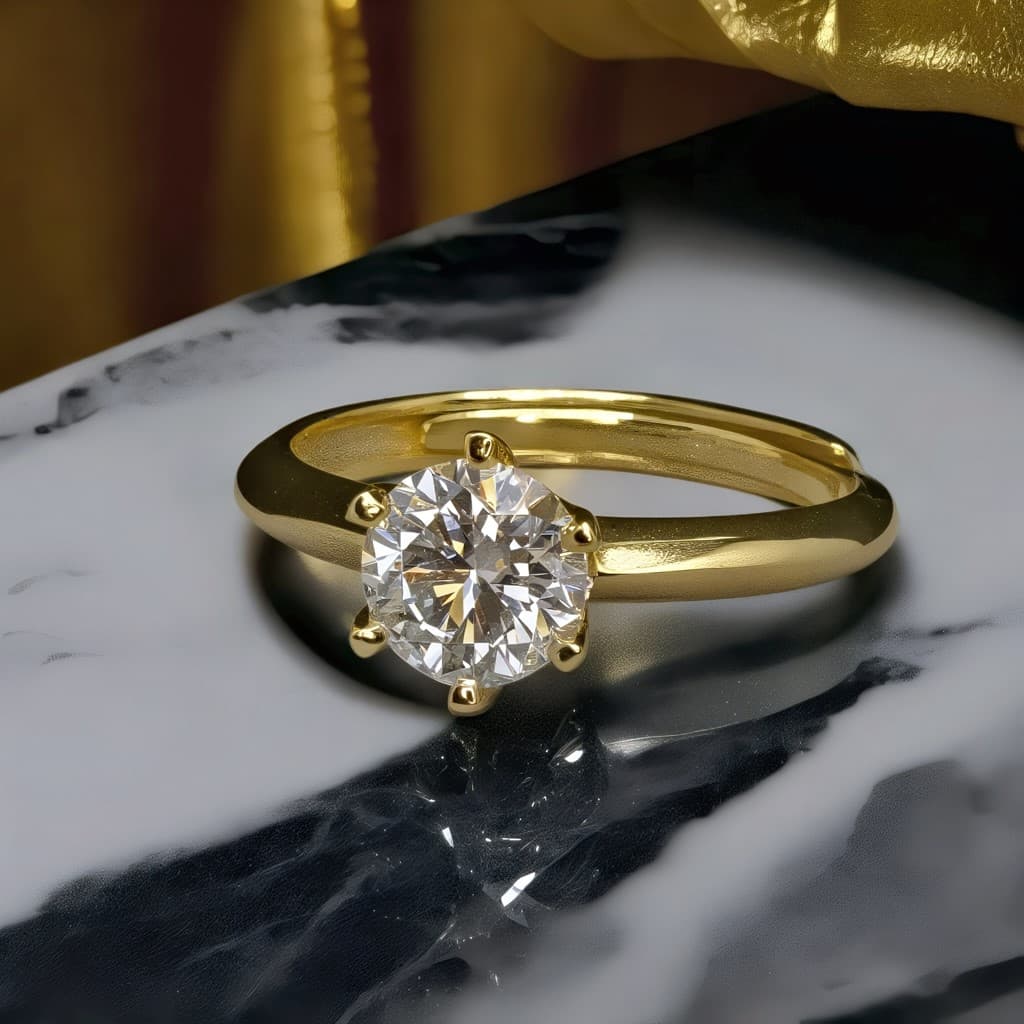 Pierścionek złoty MOISSANIT BIAŁY srebro 925 wyhodowany w laboratorium