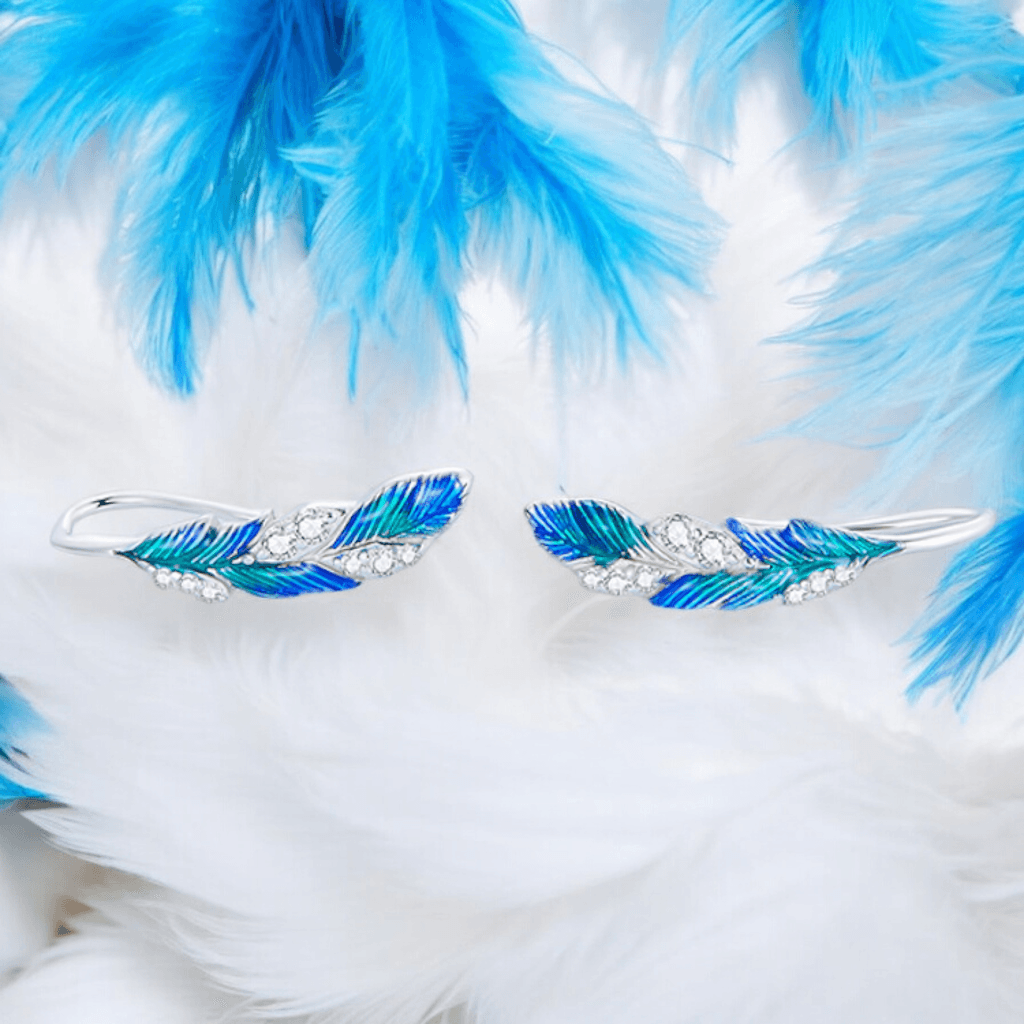 Kolczyki Piórko srebro 925 boho