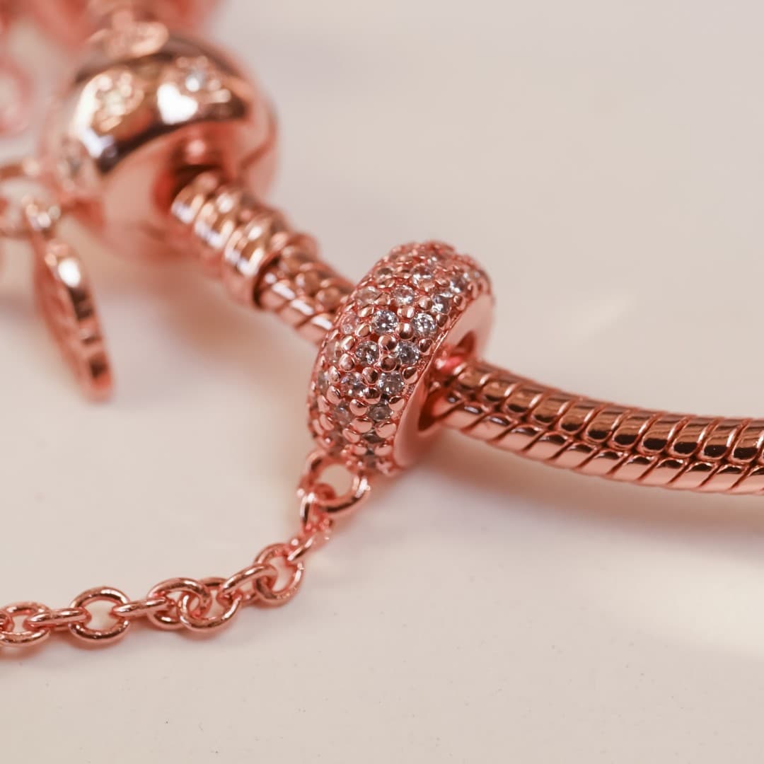 Łańcuszek zabezpieczający z gwintem srebro 925 różowe złoto rose gold