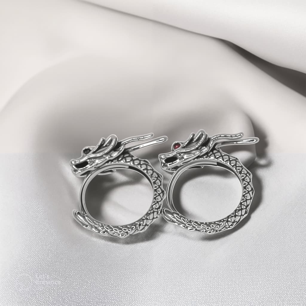 Kolczyki SMOK vintage srebro 925 kółka gotic punk