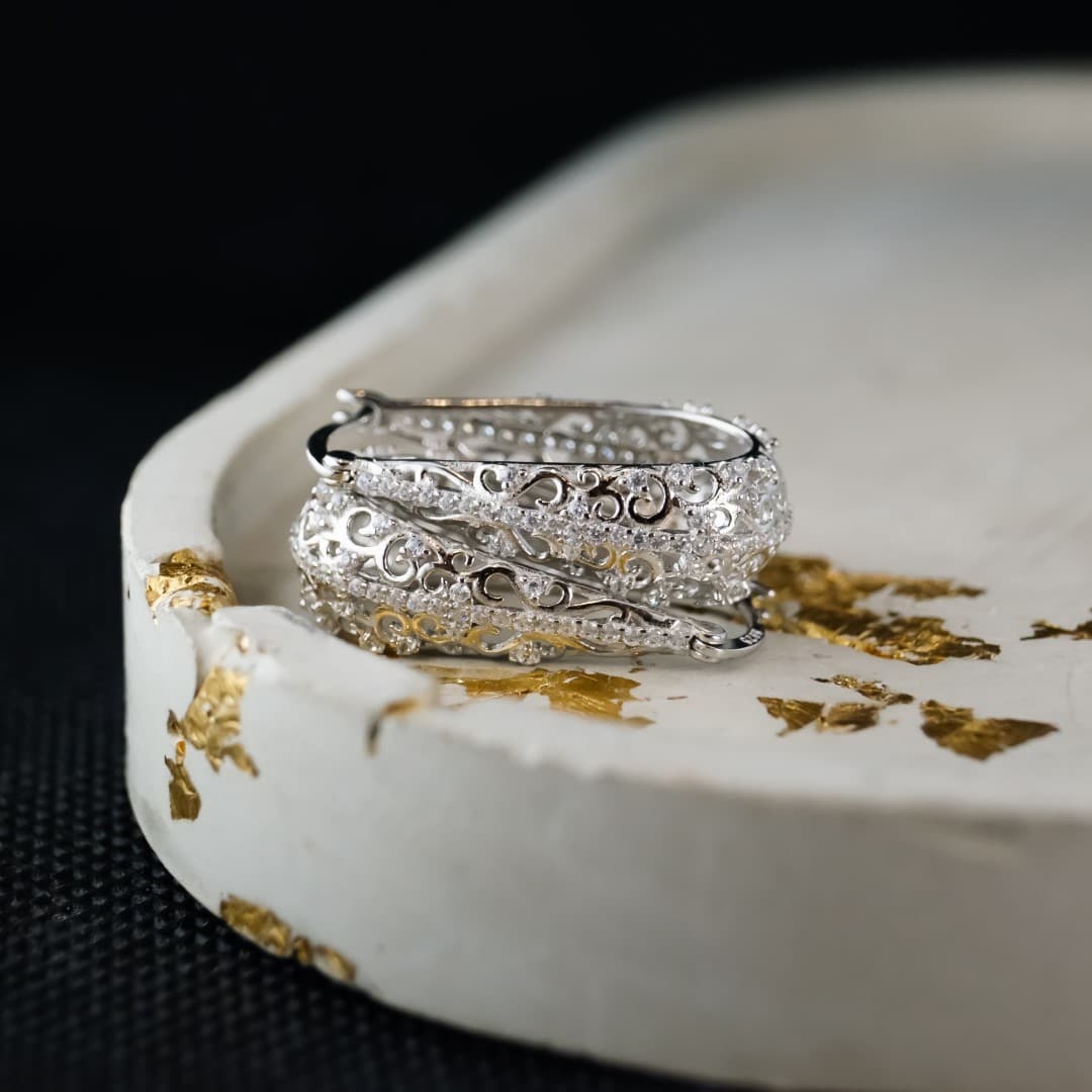 Kolczyki Winogrona Srebro i platyna starodawne vintage arcydzieło