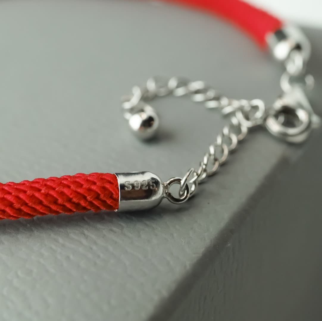 Bransoletka sznurkowa gruba Srebro 925 i platyna