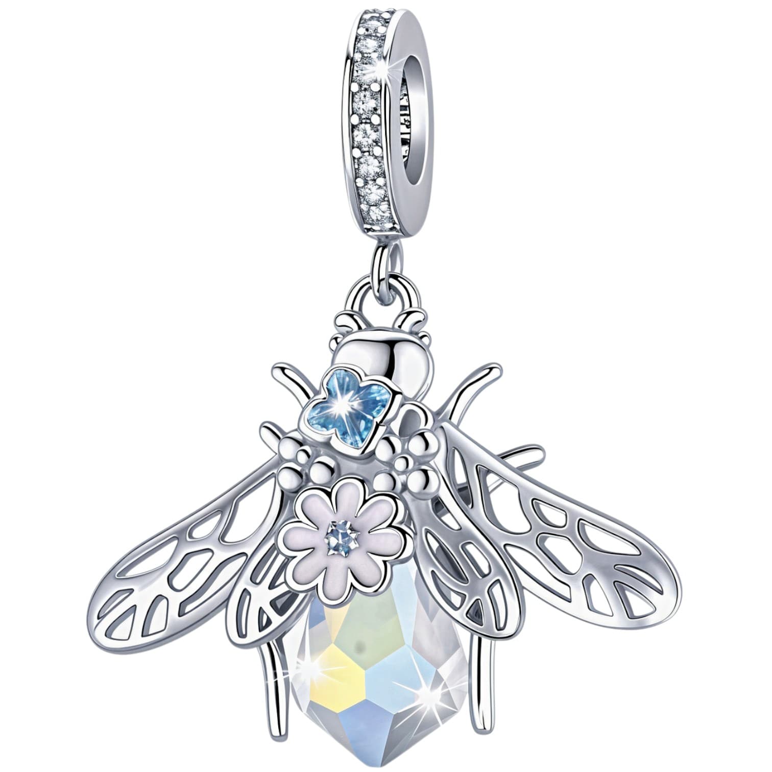 Charms zawieszka Kryształowy owad srebro 925 pszczoła