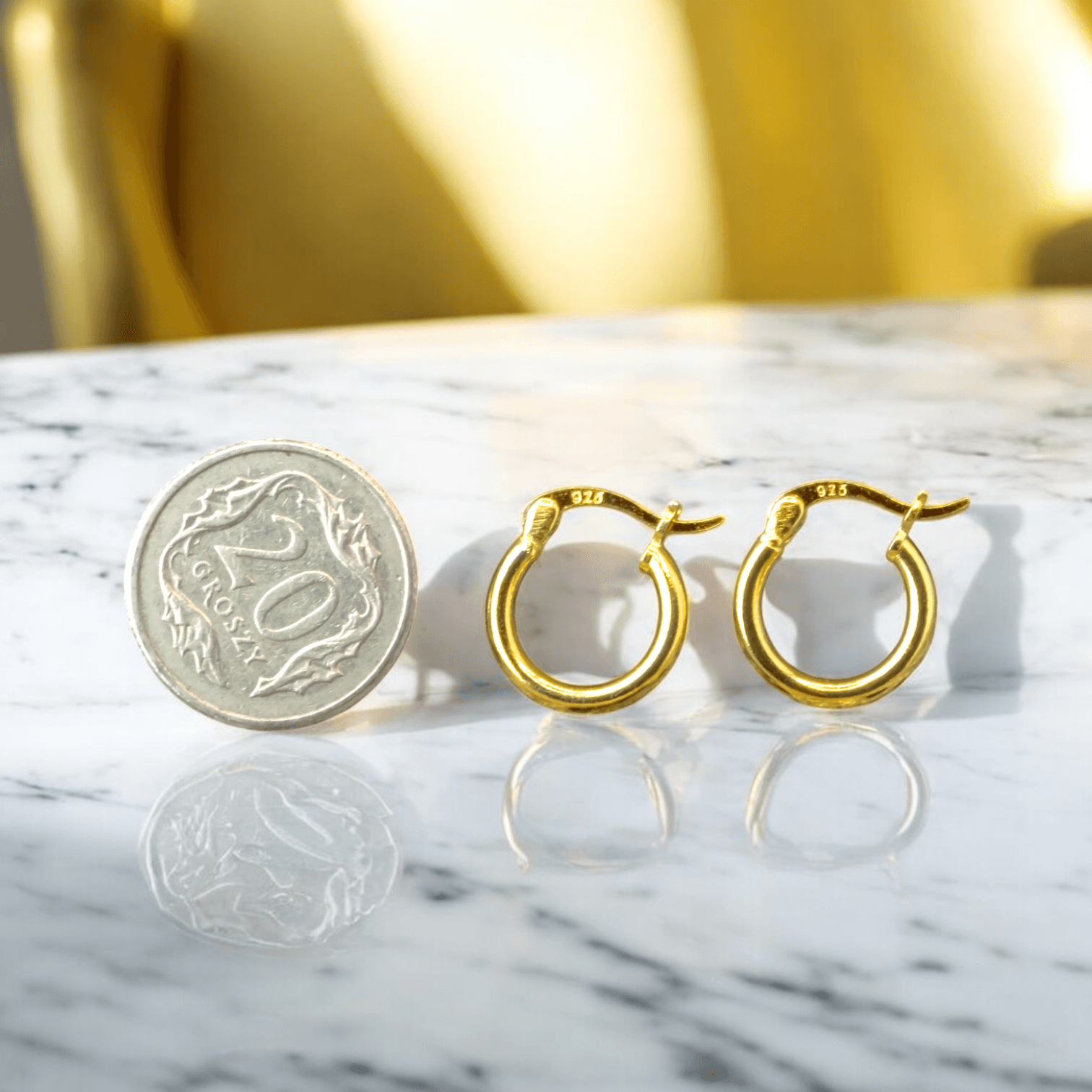 Kolczyki Okrągłe Koła Złote Srebro 925