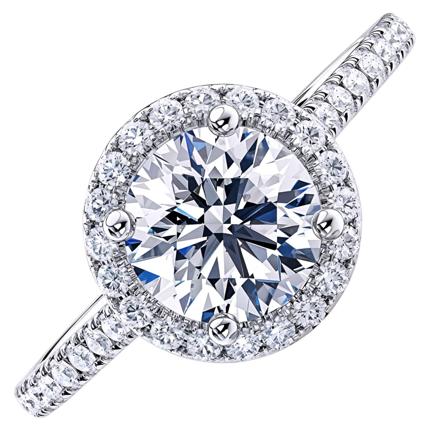 Pierścionek Halo Moissanite 2 ct srebro 925