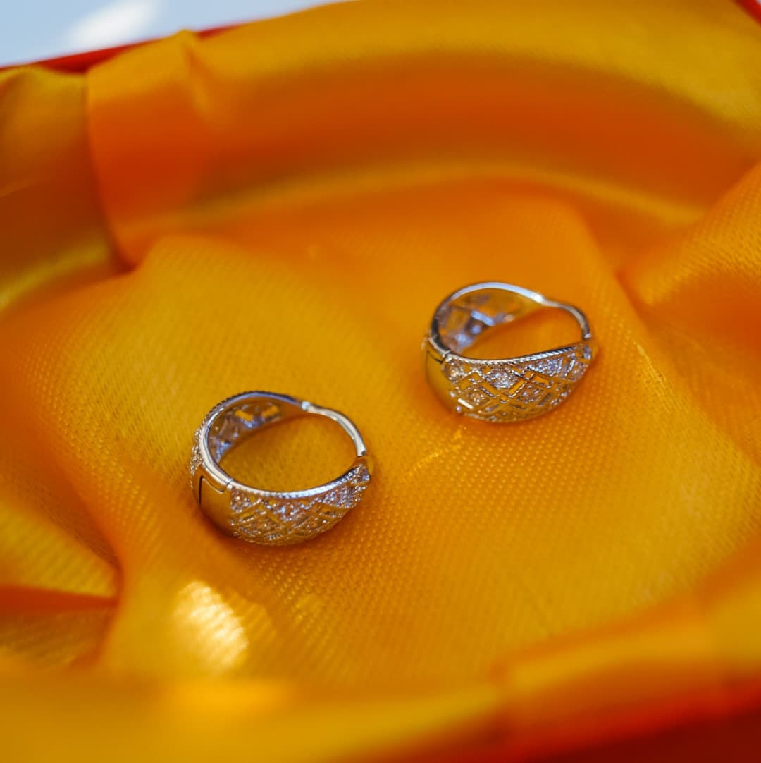 Kolczyki Koronkowe Srebro 925 białe złoto