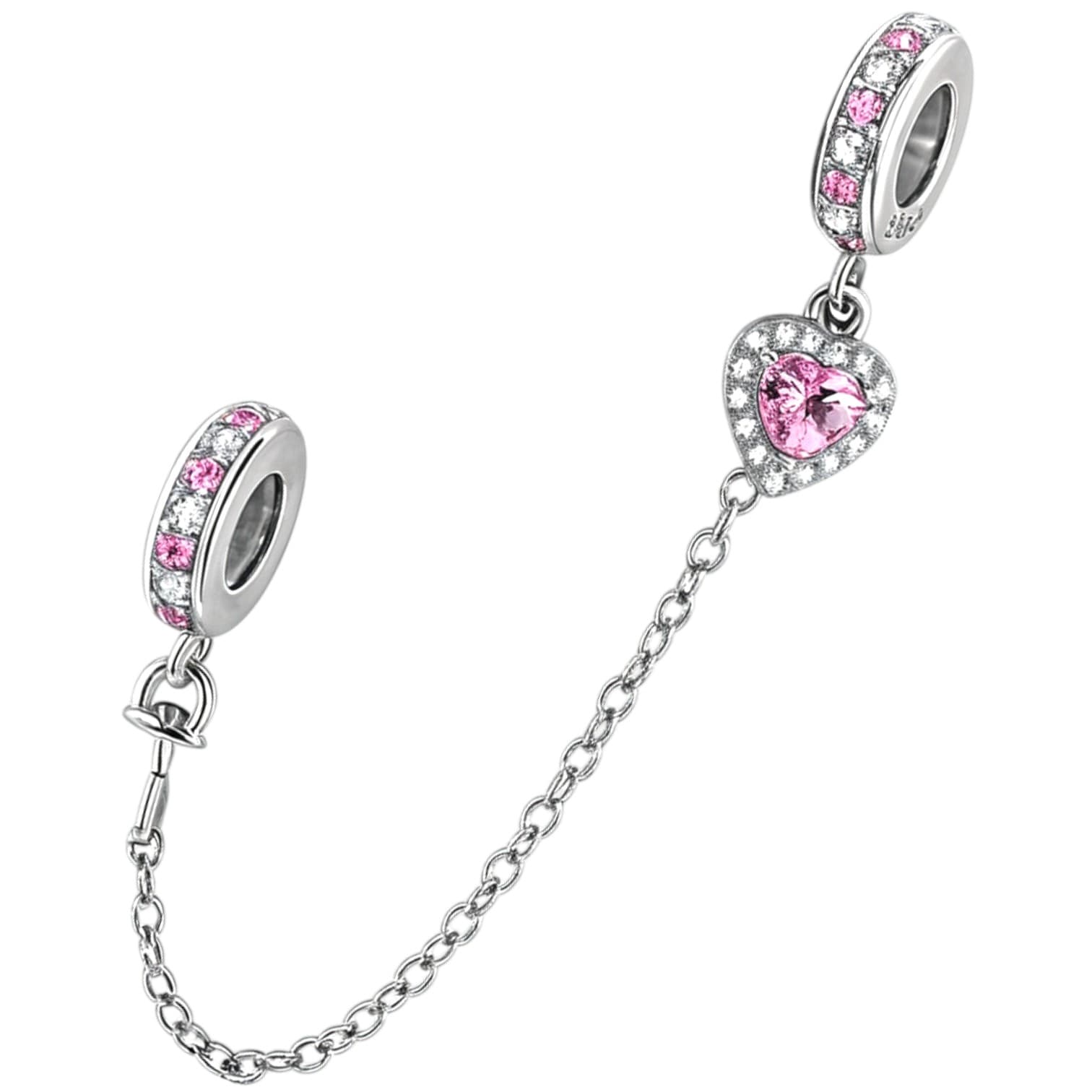 Łańcuszek zabezpieczający do bransoletki Pandora SERCE srebro 925 platyna