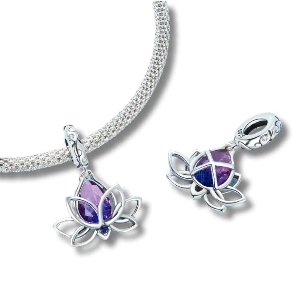 Charms Kwiat lotosu srebro 925 zawieszka