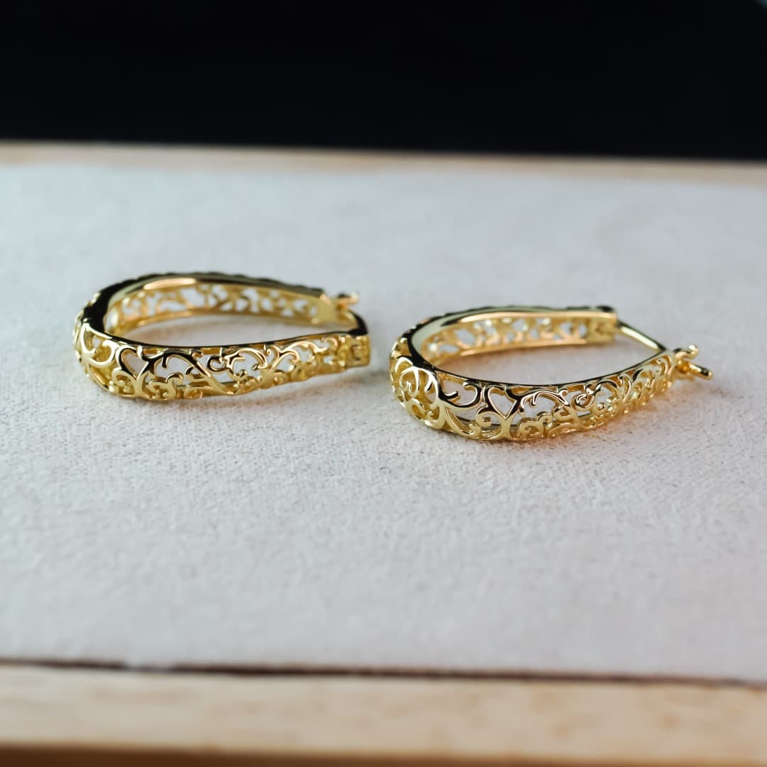 Kolczyki Vintage Winorośl srebro 925 pokryte 18 karatowym złotem Retro