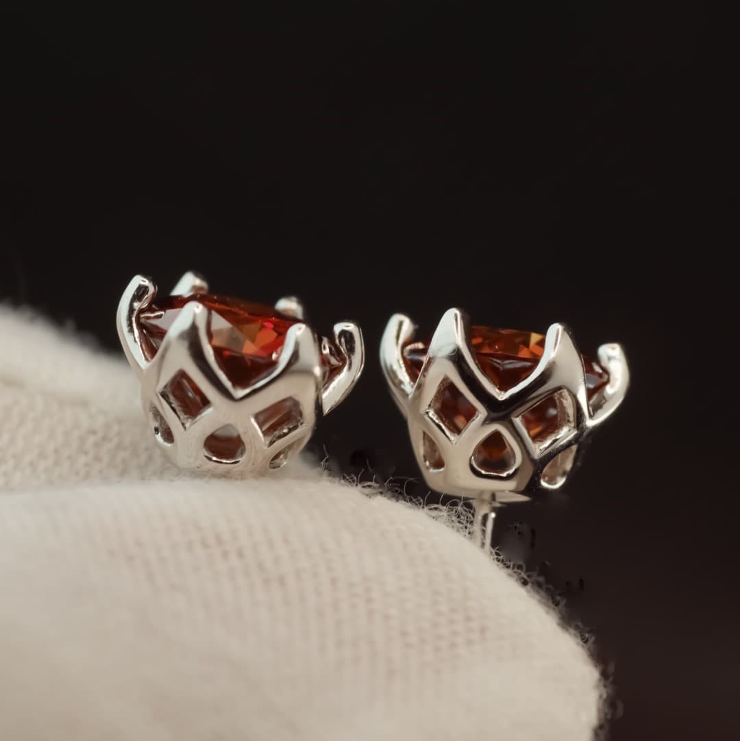 Kolczyki sztyft czerwone Rubin  Moissanit diament laboratoryjny diament