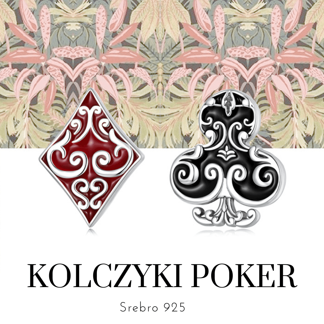 Kolczyki Asymetryczne Poker Karty srebro 925