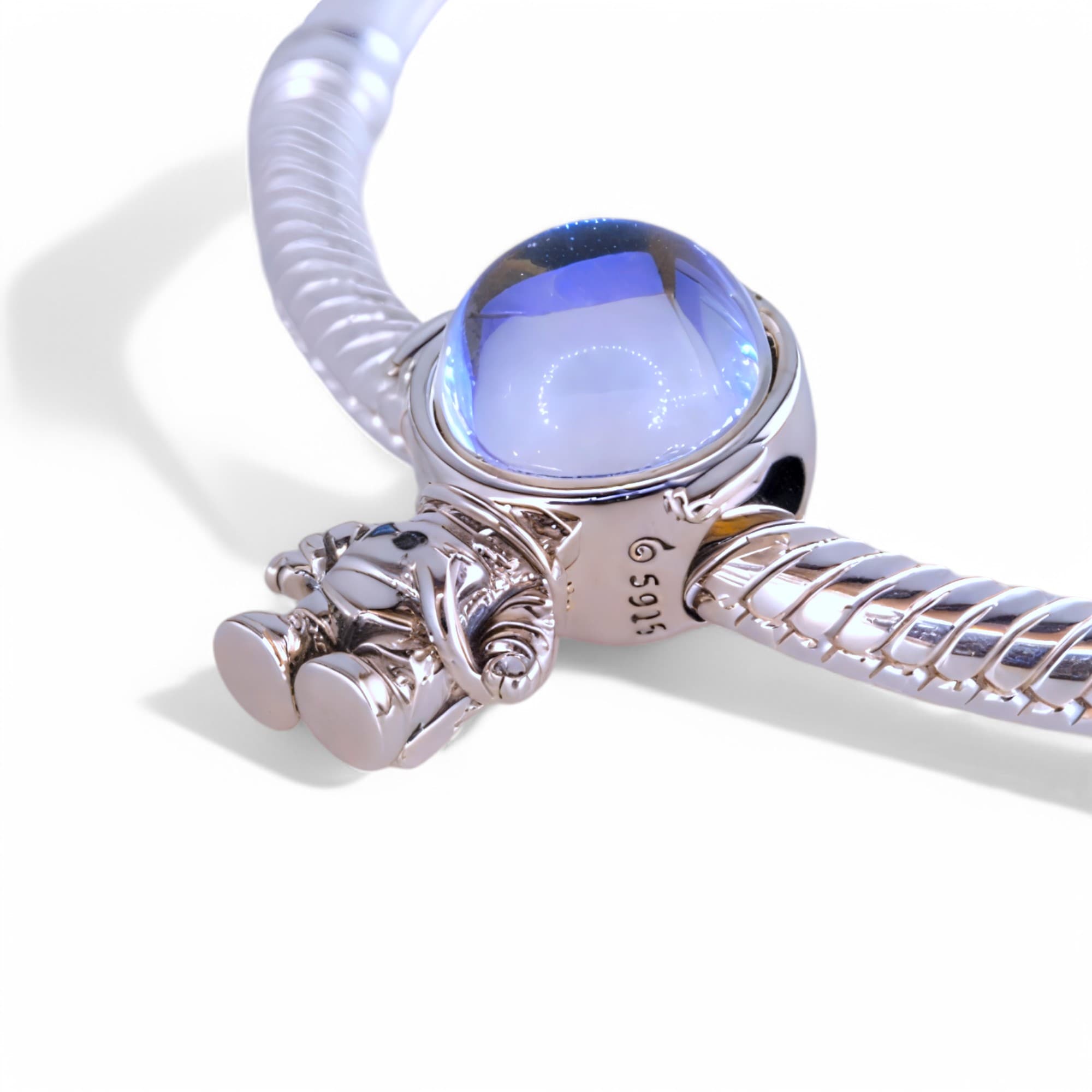 Charms zawieszka Astronauta srebro 925 kosmonauta kamień księżycowy