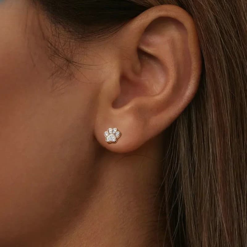 Srebrne opalowe kolczyki sztyfty Srebro 925 kot pies łapy zwierząt