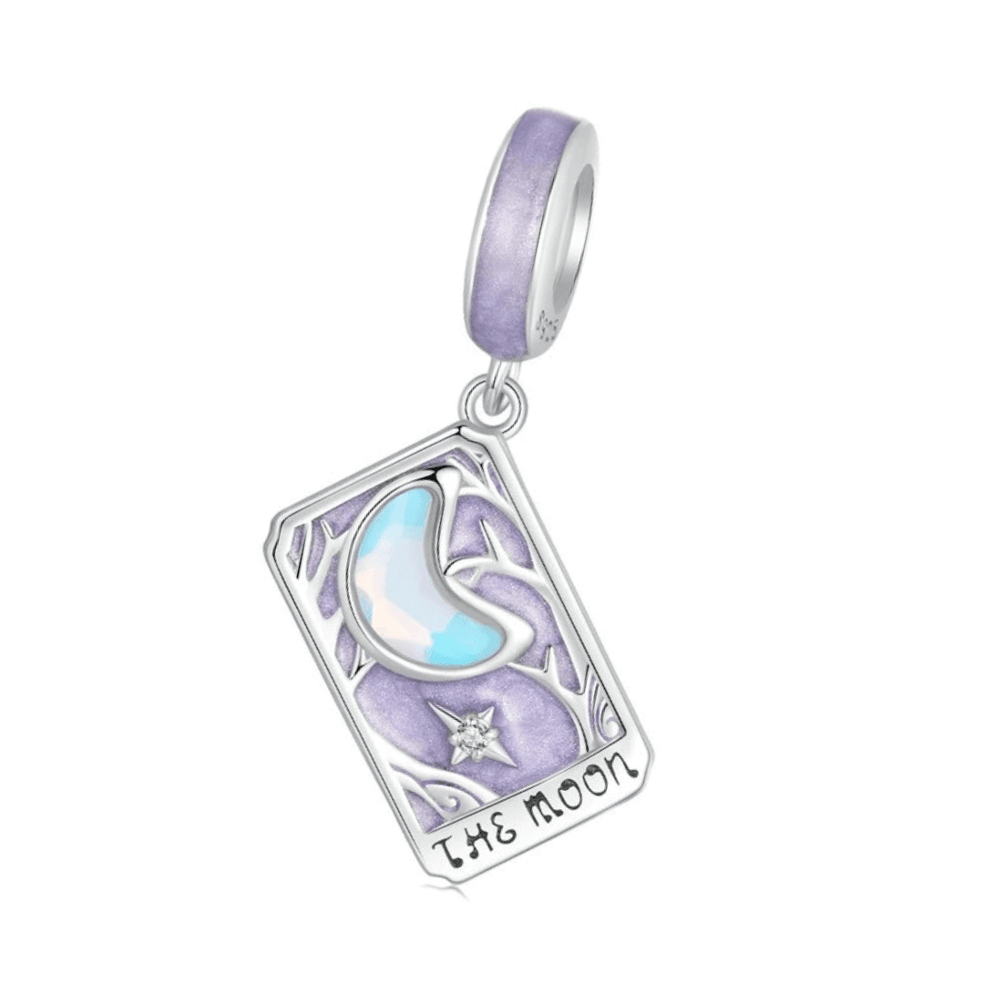 Charms Karta tarota Księżyc Srebro wróżba wielkie arkana