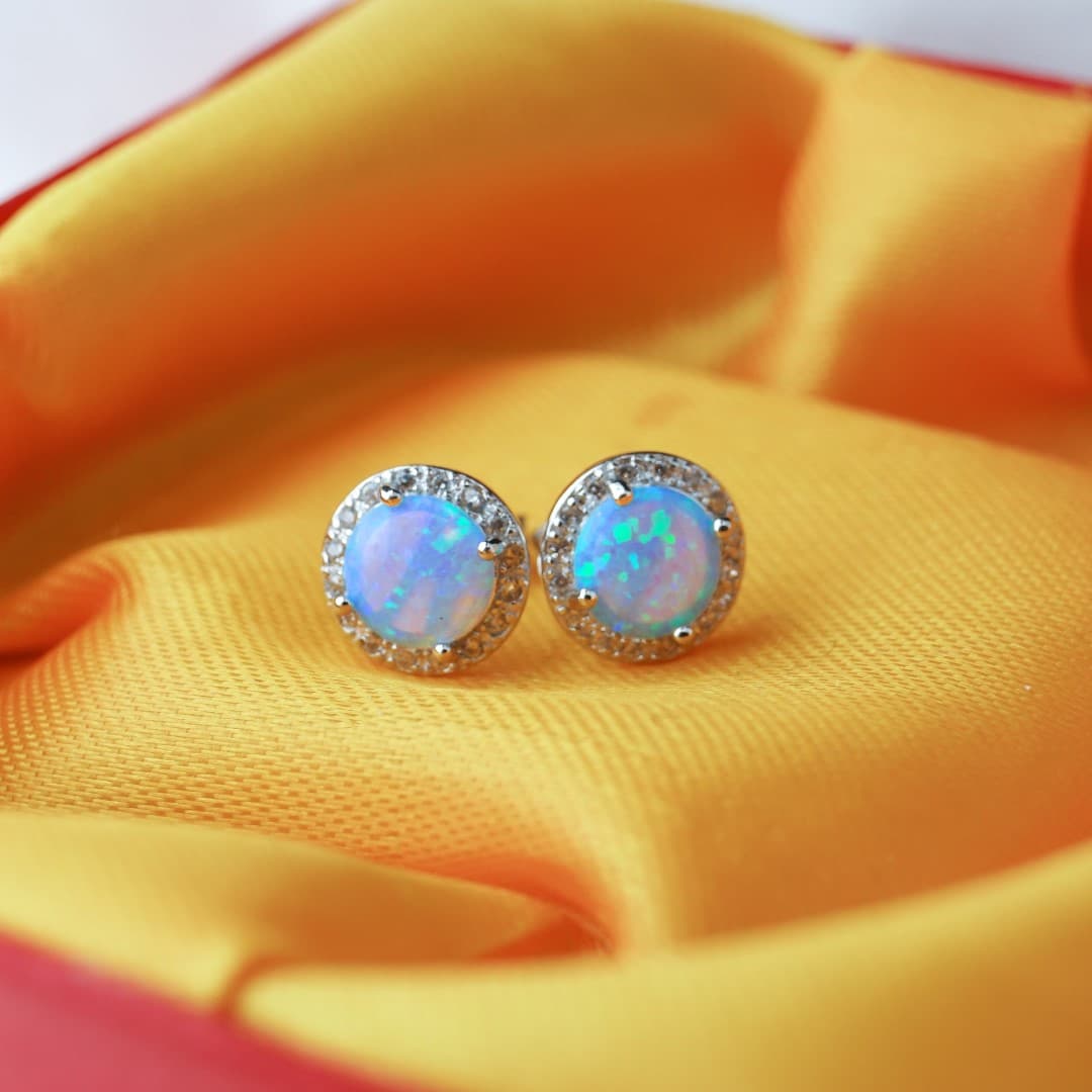 Opalizujące kolczyki srebro 925 opal