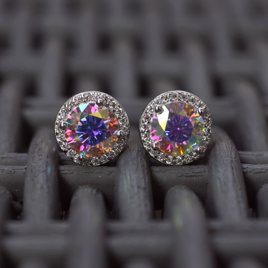 Kolczyki "Zorza Polarna" z diamentem Moissanite