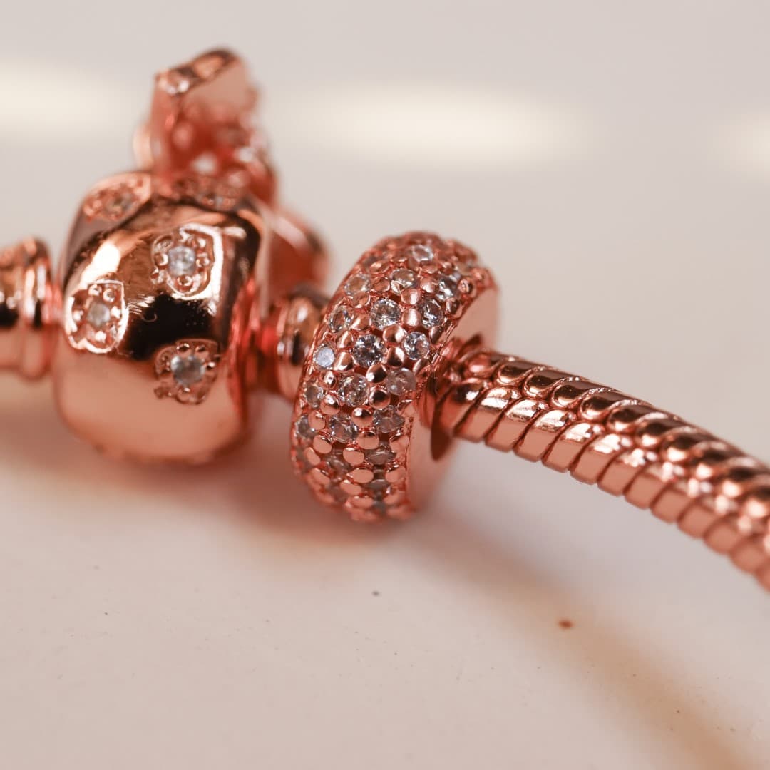 Łańcuszek zabezpieczający z gwintem srebro 925 różowe złoto rose gold