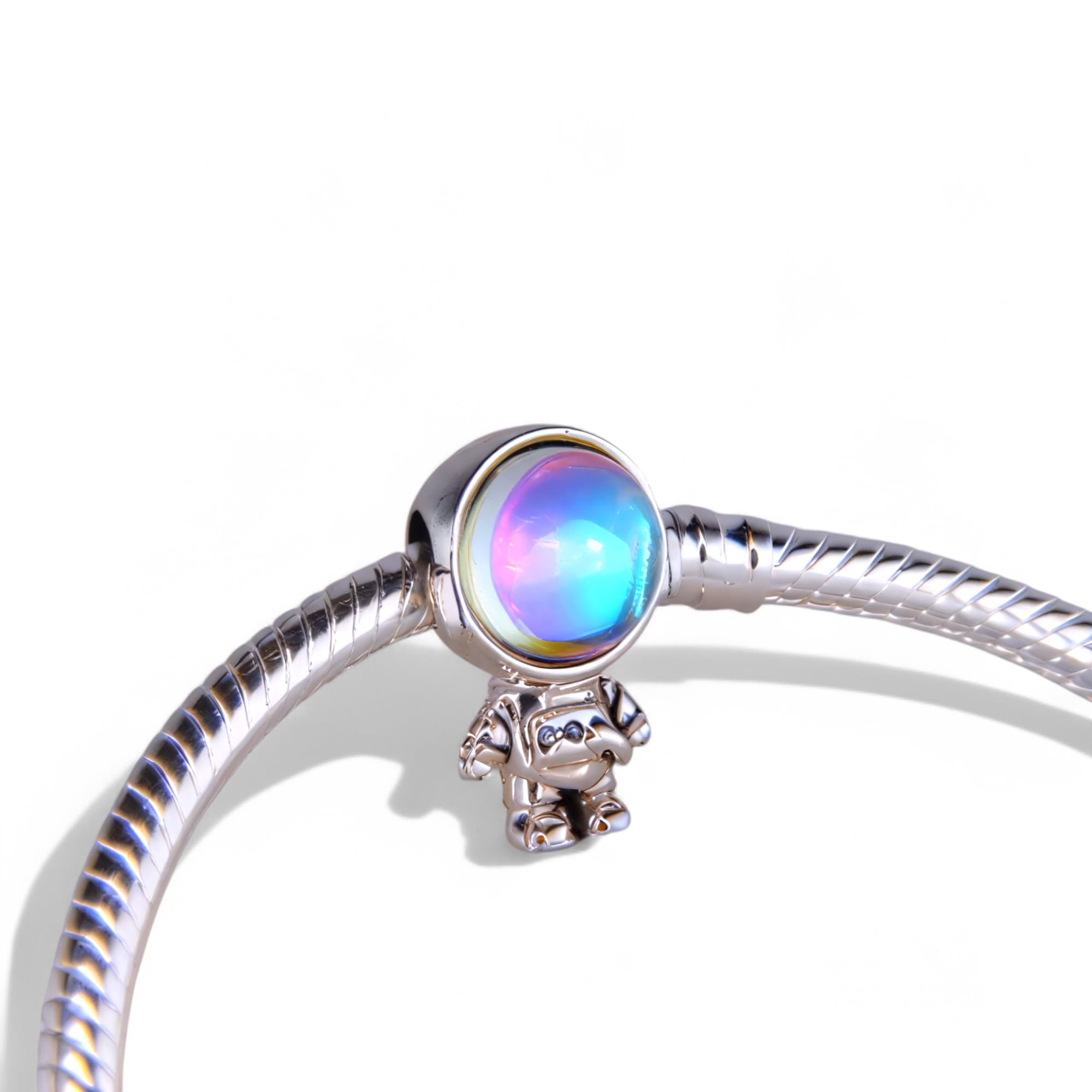 Charms zawieszka Astronauta srebro 925 kosmonauta kamień księżycowy