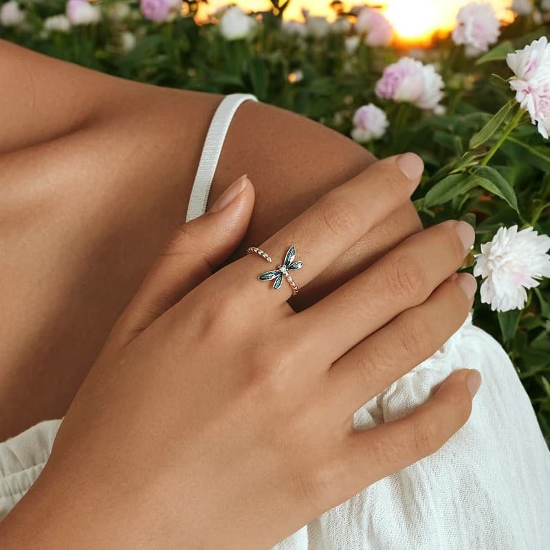 Pierścionek WAŻKA Srebro 925 regulowany natura