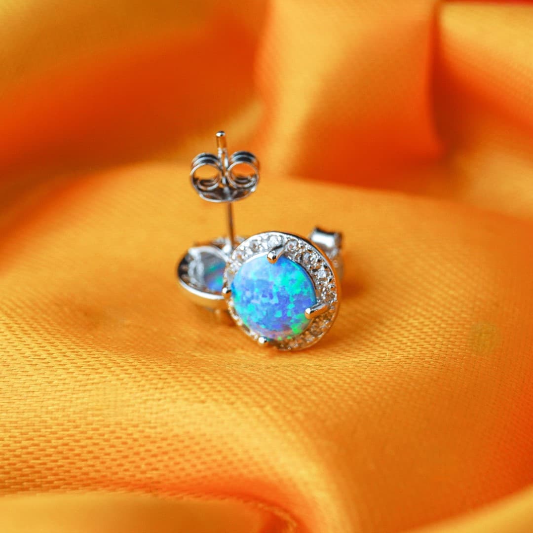 Opalizujące kolczyki srebro 925 opal