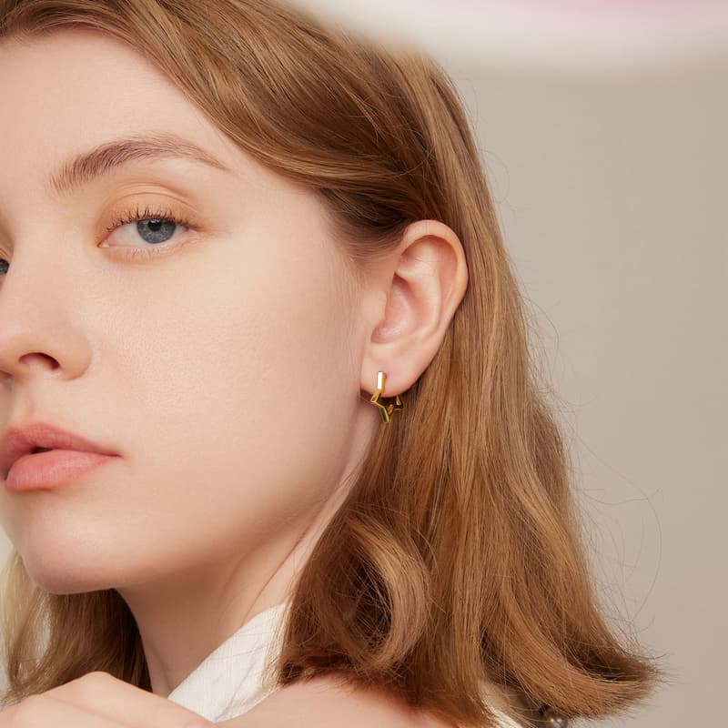 Gwiazdki kolczyki złote srebro 925 gwiazdy