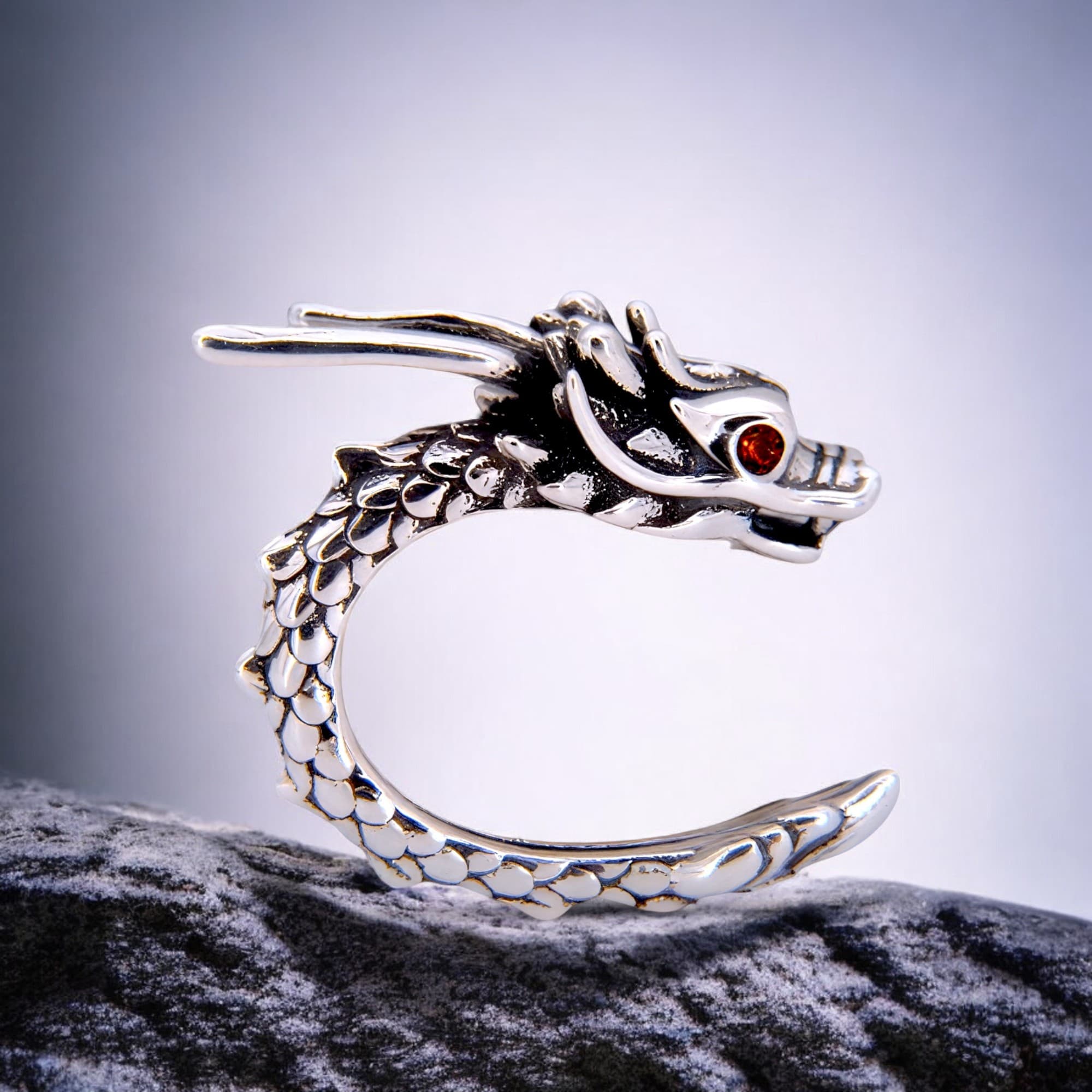 Nausznica kolczyk SMOK fantasy unikalny SREBRO 925