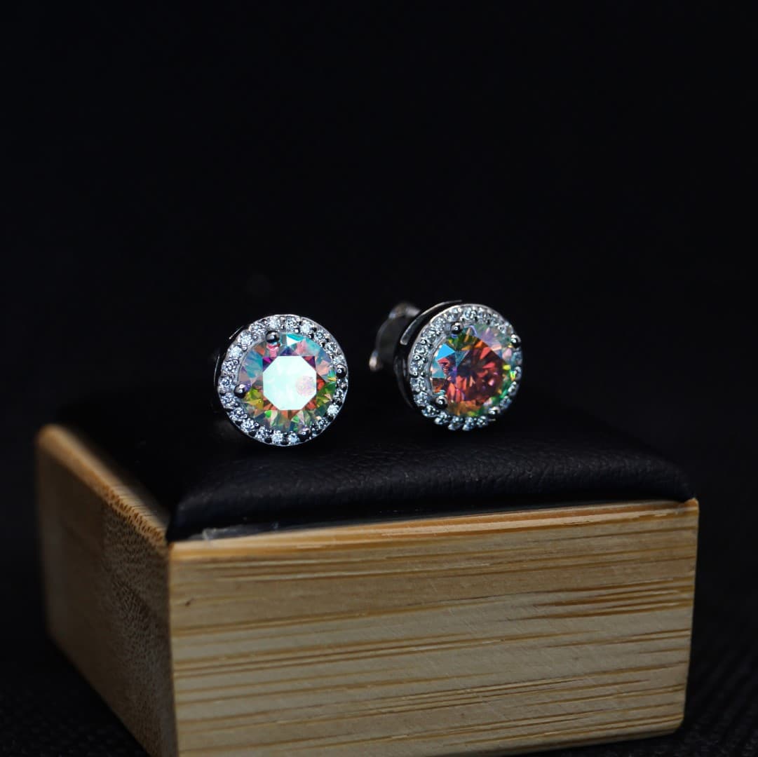 Kolczyki "Zorza Polarna" z diamentem Moissanite