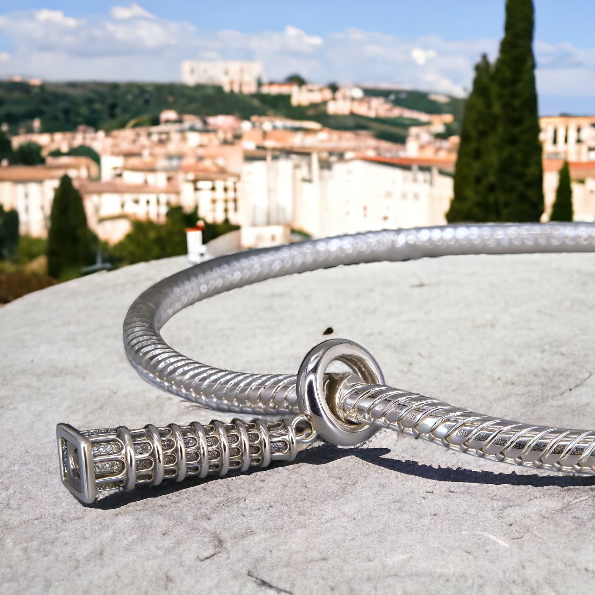 Charms KRZYWA WIEŻA W PIZIE srebro 925 włochy