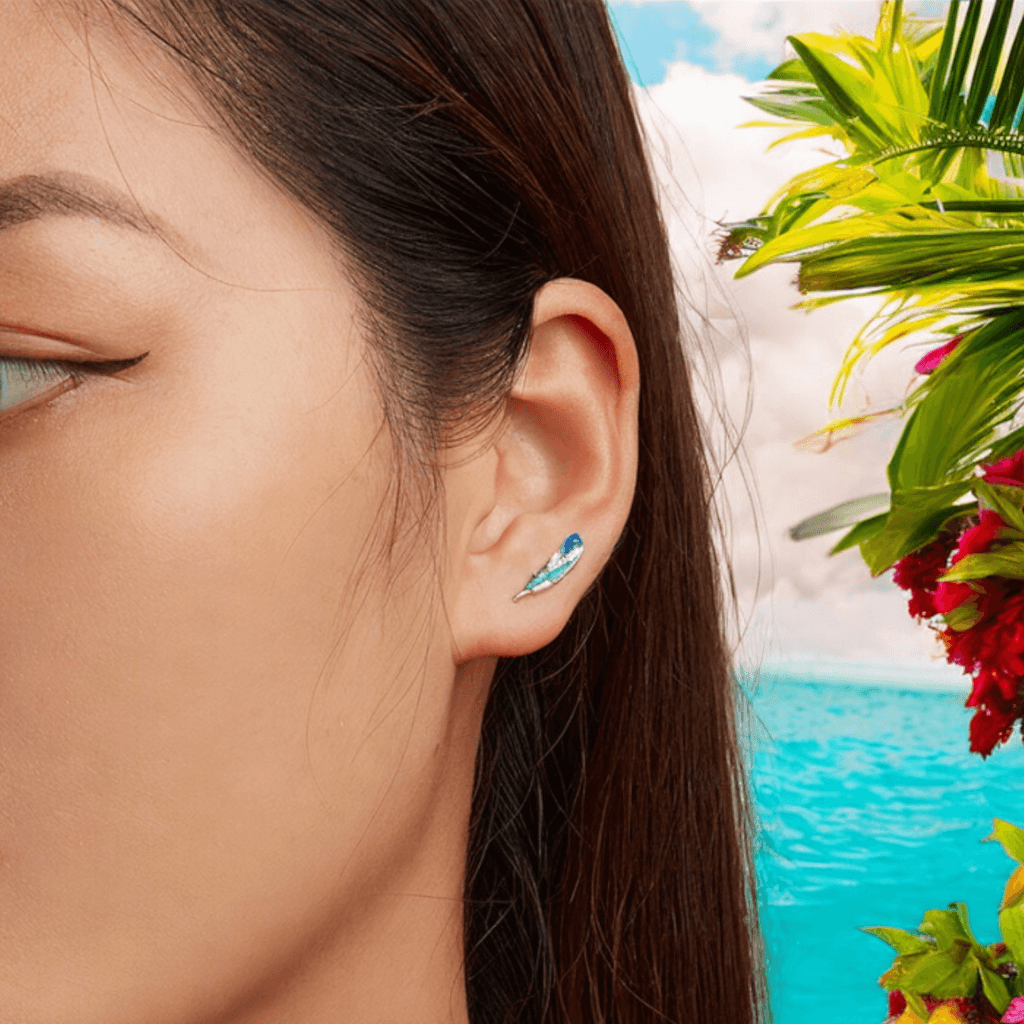 Kolczyki Piórko srebro 925 boho