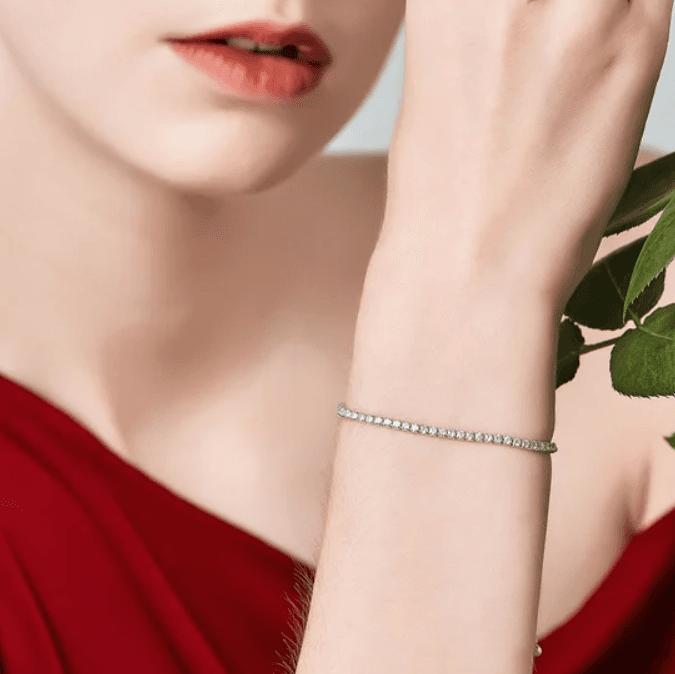 LŚNIĄCA BRANSOLETKA tenisowa srebro 925 platyna