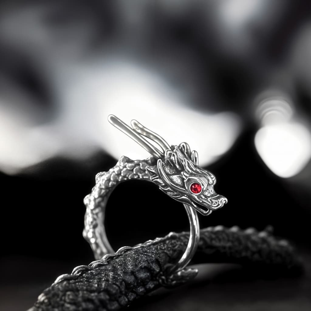 Kolczyki SMOK vintage srebro 925 kółka gotic punk