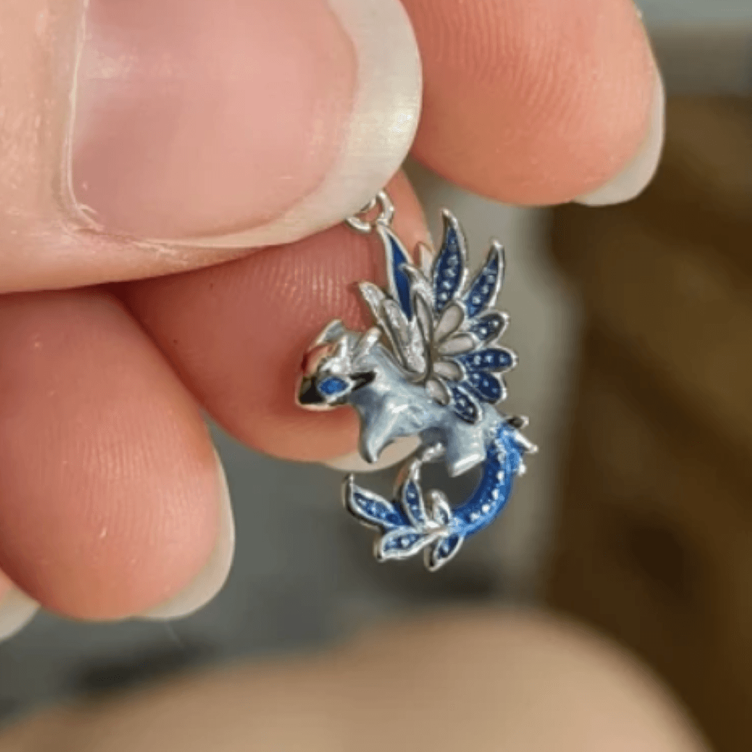 Charms do Pandora Błęktitny Smok srebro 925 białe złoto